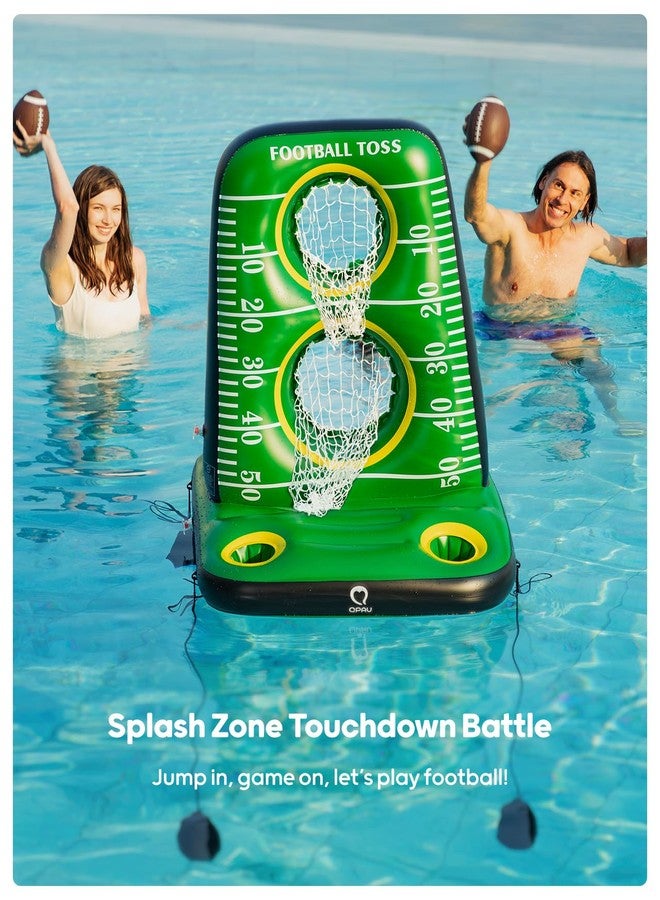 QPAU Inflatable Football Toss Game for Pool - Water Football Target with 4 Balls & 2 Pumps, Dual Net Design, Stable Base, Summer Pool Game for Kids & Adults - Image 2