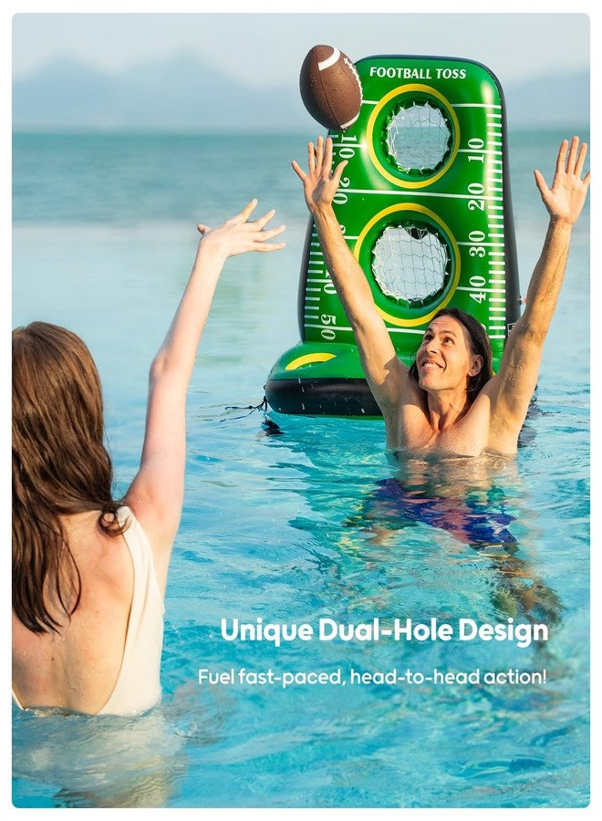 QPAU Inflatable Football Toss Game for Pool - Water Football Target with 4 Balls & 2 Pumps, Dual Net Design, Stable Base, Summer Pool Game for Kids & Adults - Image 3