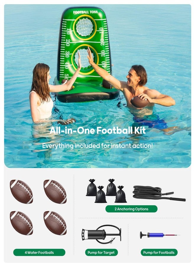 QPAU Inflatable Football Toss Game for Pool - Water Football Target with 4 Balls & 2 Pumps, Dual Net Design, Stable Base, Summer Pool Game for Kids & Adults - Image 4