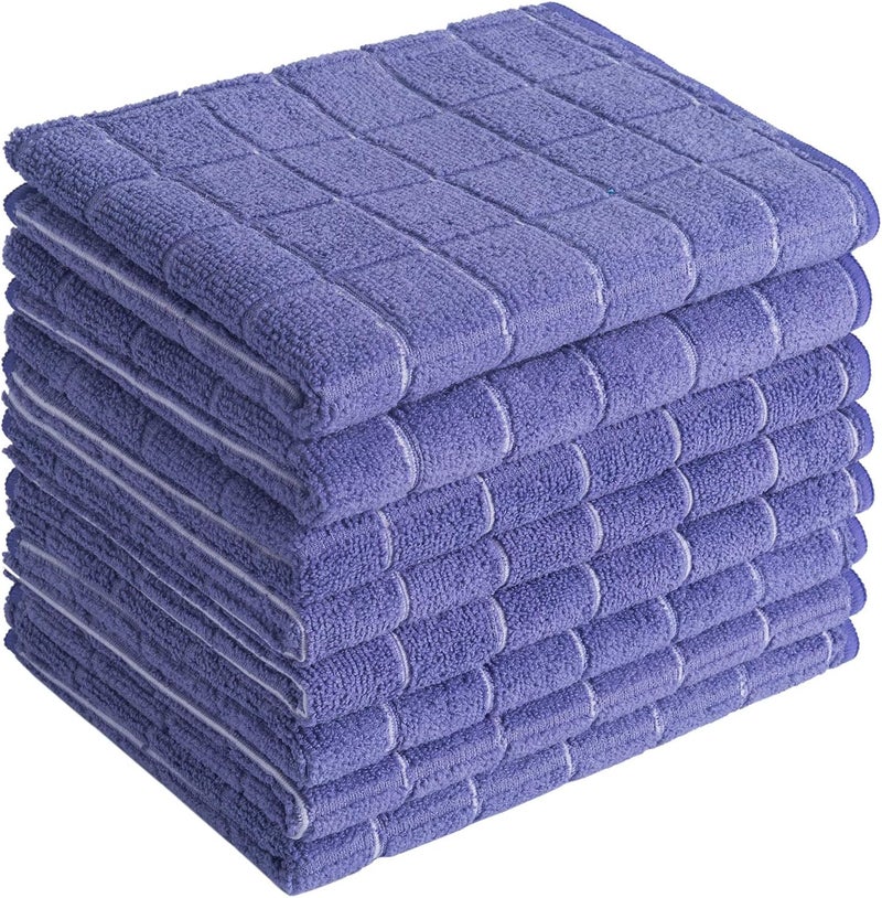 HYER KITCHEN Microfiber Dish Towels - Soft, Super Absorbent and Lint Free Kitchen Towels - 8 Pack (Lattice Designed Purple Colors) - 26 x 18 Inch - Image 1