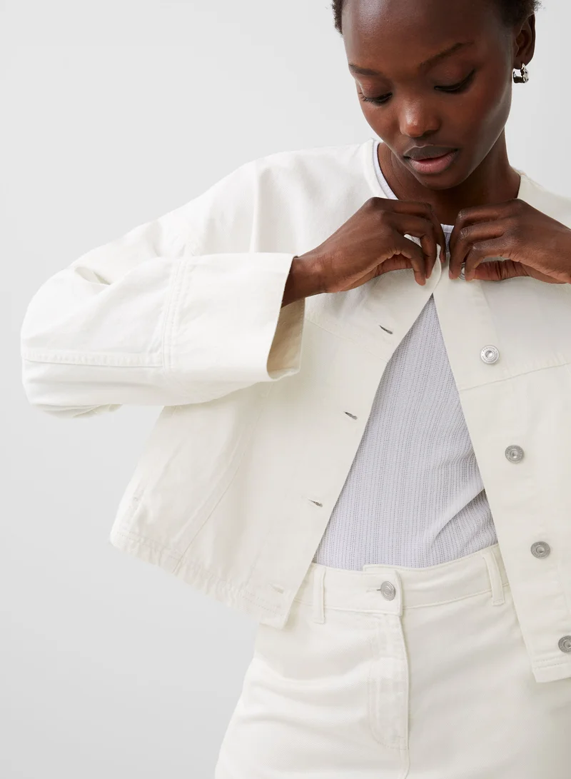 French Connection Ecru Denver Denim Wide Sleeve Jacket for Women | Best Price UAE
