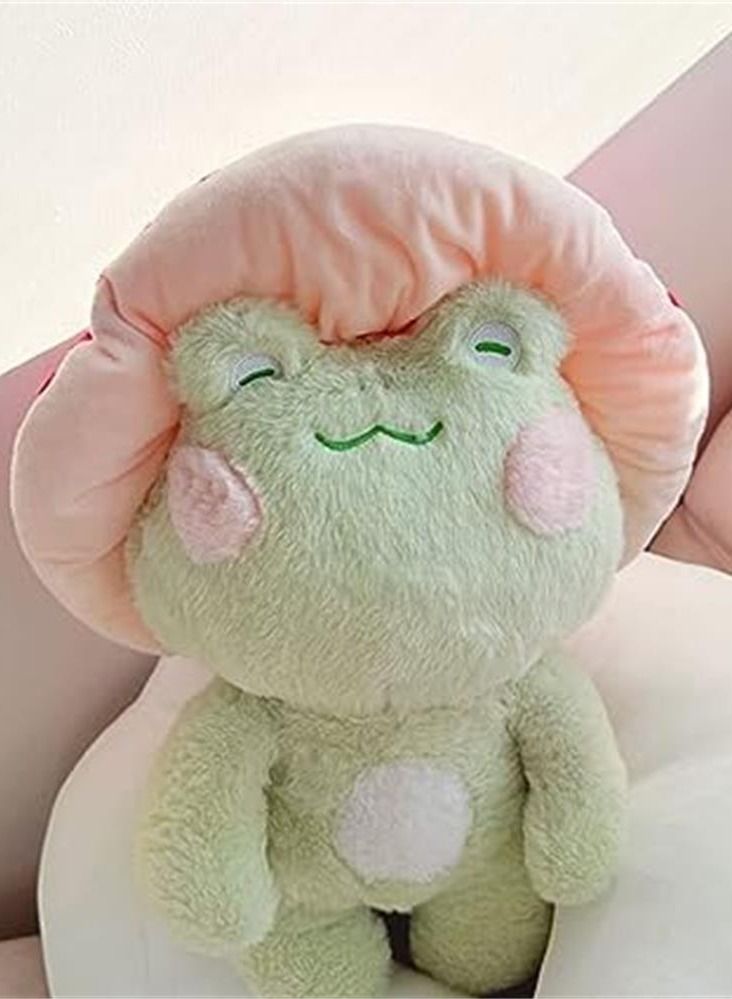 Frog Plushies Toys, 17" Cute Frog Pillow with Mushroom Hat Stuffed Animals, Kawaii Plushies Gift for Kids Girls Birthdays Gift (Light Green Pink hat）  - Image 2