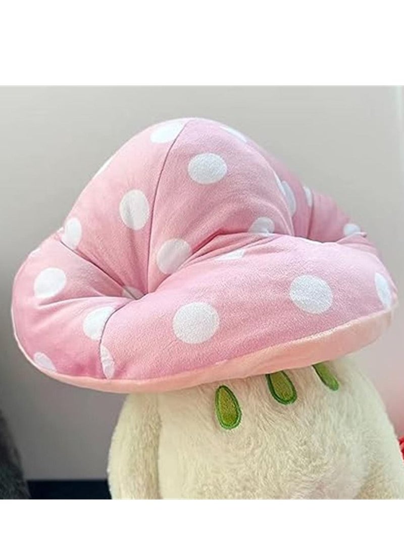 Frog Plushies Toys, 17" Cute Frog Pillow with Mushroom Hat Stuffed Animals, Kawaii Plushies Gift for Kids Girls Birthdays Gift (Light Green Pink hat）  - Image 3