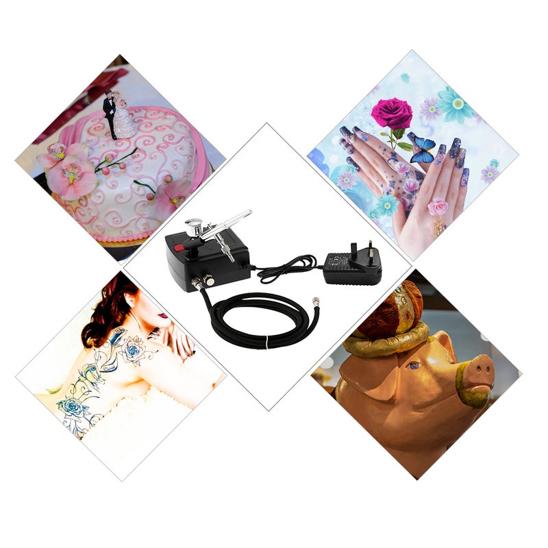 KKmoon Gravity Feed Dual Action Airbrush And Compressor Kit Black 20 x 12 x 13cm - Image 3