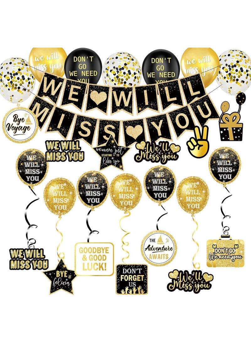 Farewell Party Decorations Supplies Kit, We Will Miss You Decorations, Going Away Party Decorations, Will Miss You Banner, Great for Retirement Farewell Going Away Job Change Party