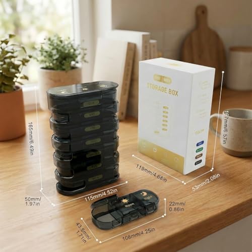 POPCUBE Premium Medicine organizer Box- Waterproof Weekly Medicine organizer- Medicine Box for home, 7 days tablet organizer For Home-Large Pill Organizer Box Case (Black, 3 Compartment) - Image 3