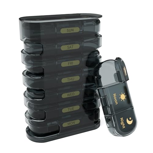 POPCUBE Premium Medicine organizer Box- Waterproof Weekly Medicine organizer- Medicine Box for home, 7 days tablet organizer For Home-Large Pill Organizer Box Case (Black, 3 Compartment) - Image 1