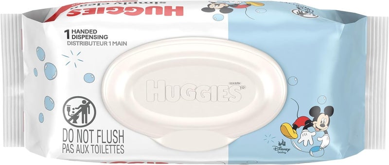 HUGGIES Simply Clean Unscented Baby Diaper Wipes, 1 Flip-Top Pack (64 Wipes Total), Packaging May Vary - Image 1