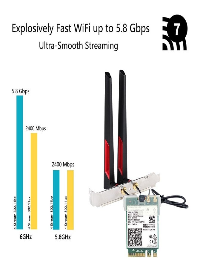 ريكونج بطاقة شبكة لاسلكية REKONG WiFi 7 بتقنية بلوتوث 5.4 طراز BE200NGW، الجيل السابع، M.2، مجموعة سطح مكتب صغيرة، محول WiFi 7، 802.11BE ثلاثي النطاق، سرعة 8774 ميجابت في الثانية، لا تدعم لوحات AMD الأم لنظامي التشغيل Windows 10/11 - Image 4