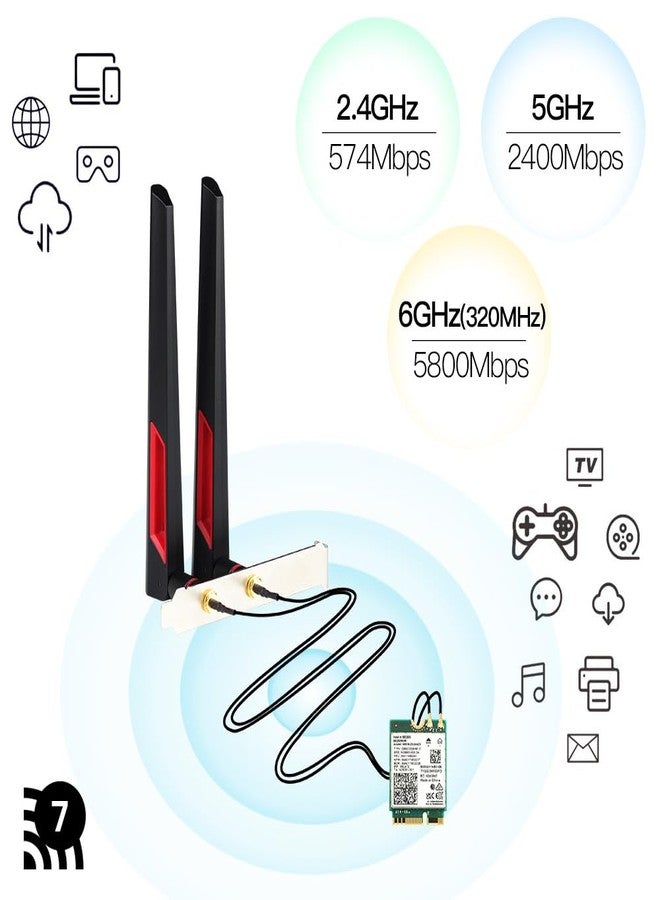 ريكونج بطاقة شبكة لاسلكية REKONG WiFi 7 بتقنية بلوتوث 5.4 طراز BE200NGW، الجيل السابع، M.2، مجموعة سطح مكتب صغيرة، محول WiFi 7، 802.11BE ثلاثي النطاق، سرعة 8774 ميجابت في الثانية، لا تدعم لوحات AMD الأم لنظامي التشغيل Windows 10/11 - Image 5