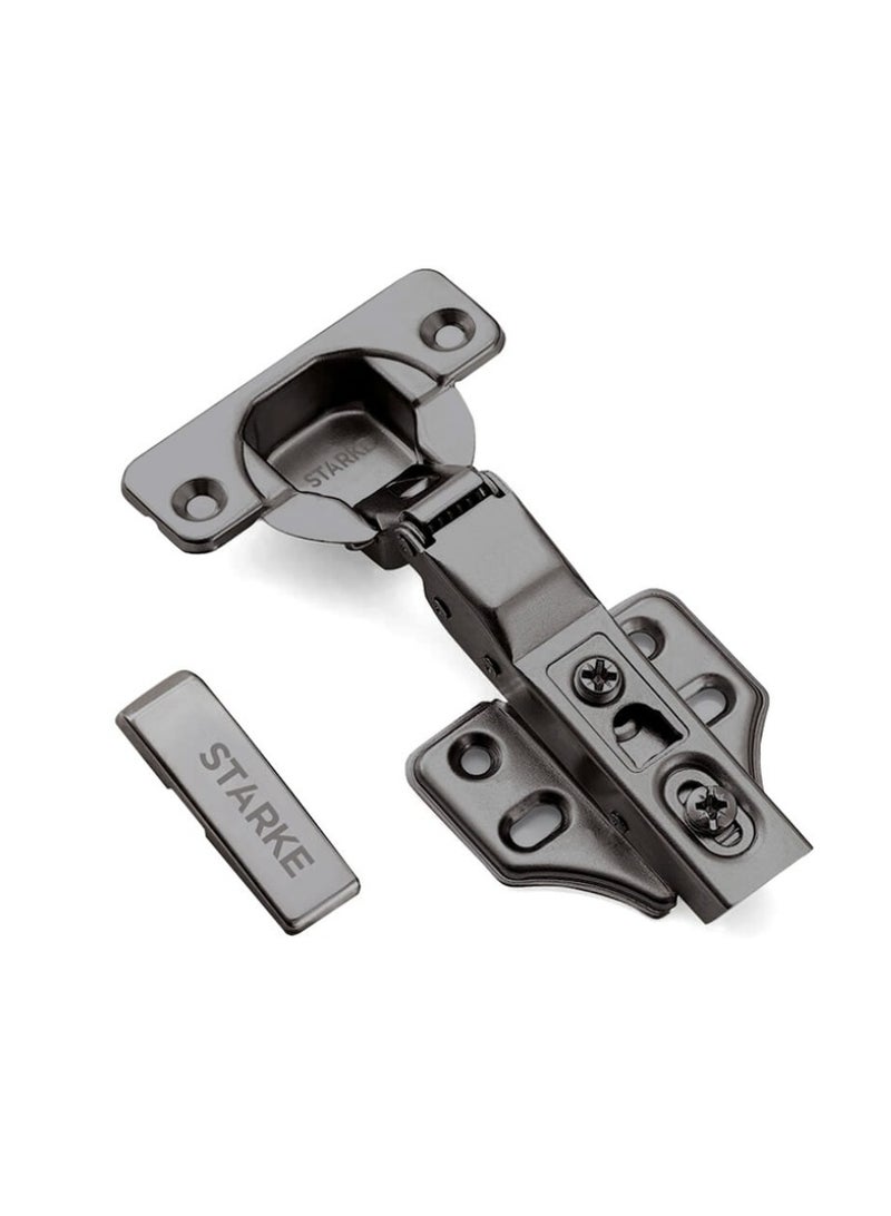 STARKE Pack of 2 Half Over Lay Soft Close Fast Mounted 1 Section Force Buffering Hinge - Black, 105 Degree Opening Angle, 14-22 mm Application, Protective Cover & Screws included. - Image 2