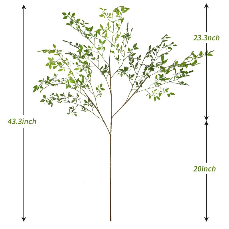 CEWOR 4pcs Artificial Plants Fake Greenery Branches for Vase, 43.3 Inch Green Nandina Long Steams for Tall Vase, Fake Plants Spring Stems for Wedding Garden Office Home DÃ©cor - Image 2