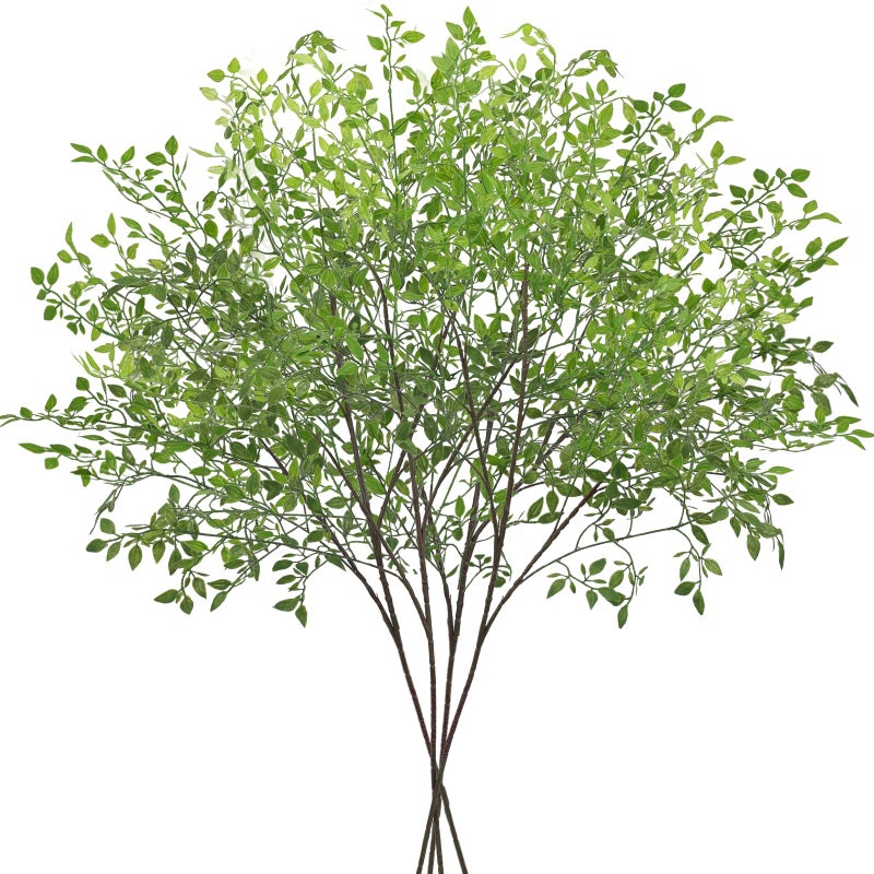 CEWOR 4pcs Artificial Plants Fake Greenery Branches for Vase, 43.3 Inch Green Nandina Long Steams for Tall Vase, Fake Plants Spring Stems for Wedding Garden Office Home DÃ©cor - Image 1