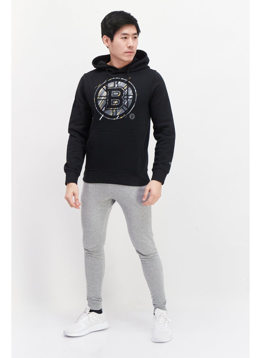 NHL Men Sportswear Fit Long Sleeve Training Hooded Sweatshirt, Black Combo  - Image 2