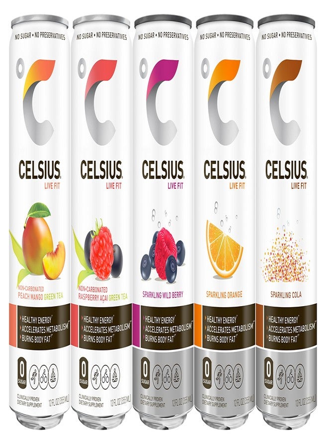 CELSIUS Fitness Drink 9-Flavor Variety Pack, Zero Sugar, Slim Can 12 Fl Oz (Pack of 12) - Image 2