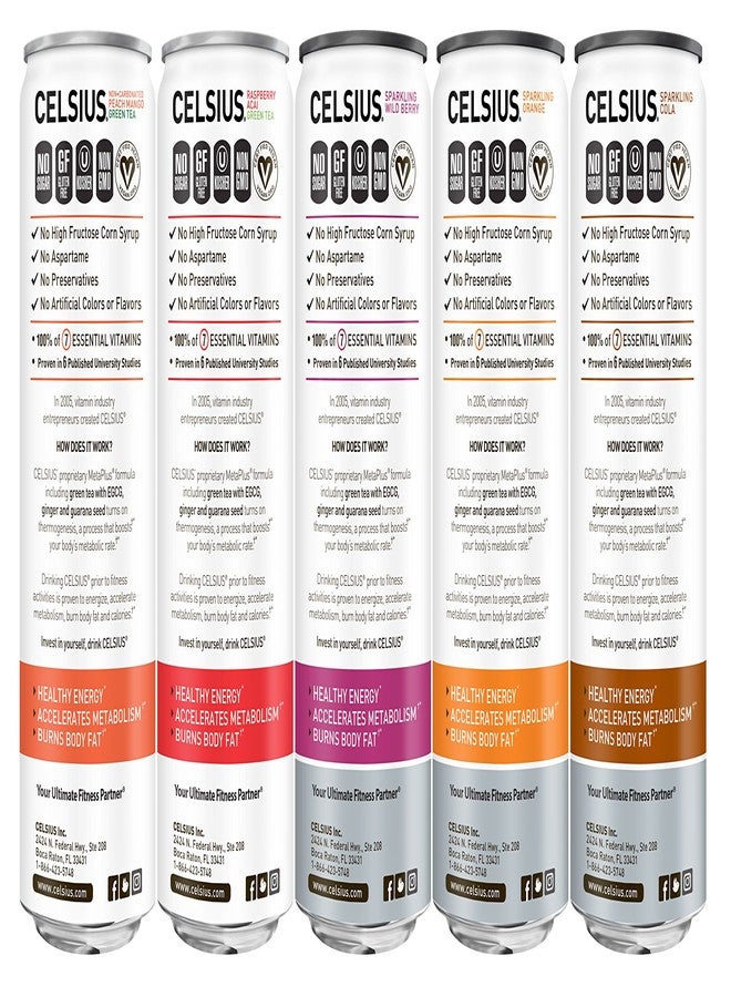 CELSIUS Fitness Drink 9-Flavor Variety Pack, Zero Sugar, Slim Can 12 Fl Oz (Pack of 12) - Image 3