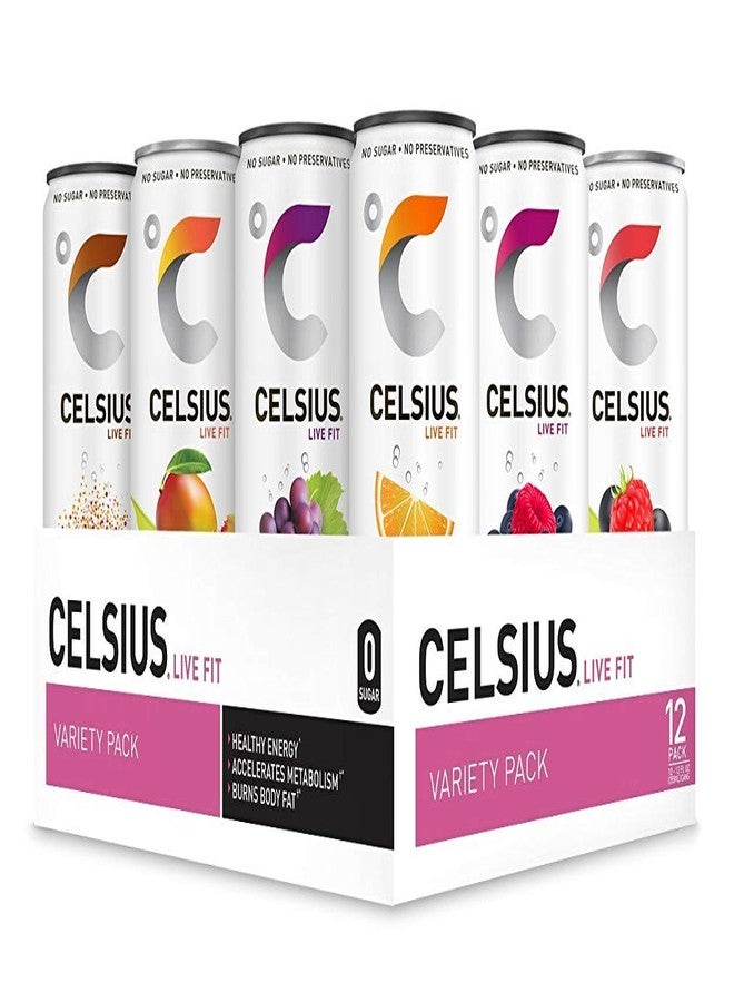 CELSIUS Fitness Drink 9-Flavor Variety Pack, Zero Sugar, Slim Can 12 Fl Oz (Pack of 12) - Image 1