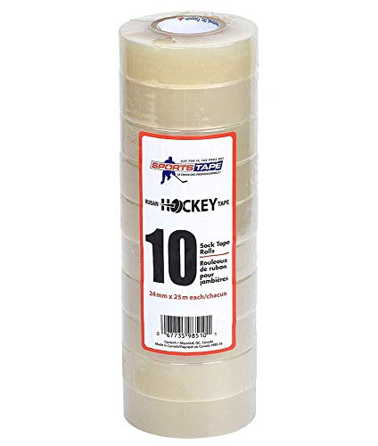 Sports Tape SportsTape Clear Hockey Tape for Socks and Gear Easy to Stretch and Tear 10 Pack One Size
