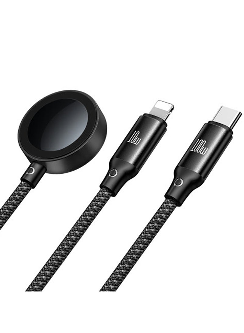 MCDODO CA 494 3 IN1 100W USB-C TO TYPE-C LIGHTNING  WIRELESS CHARGER FOR APPLE WATCH CABLE 1.2M - Image 2