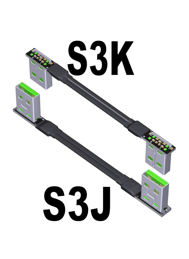 Generic - ADT-Link USB2.0 Ultra-fine Light Thin Short Flat Wire Double A Male Bend Angle High Current Power Supply Data Line-Color:S3J-S3K-Length:20cm - Image 1