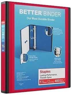 Staples 1 12inch 3Ring Better Binder Red 3Pack ST55860CCVS - Image 1