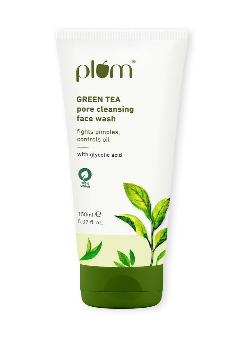 Plum Green Tea Pore Cleansing Face Wash For Oily and Acne Skin Clean Dirt Pollution For Clear Skin 100% Vegan, 150 ml - Image 1