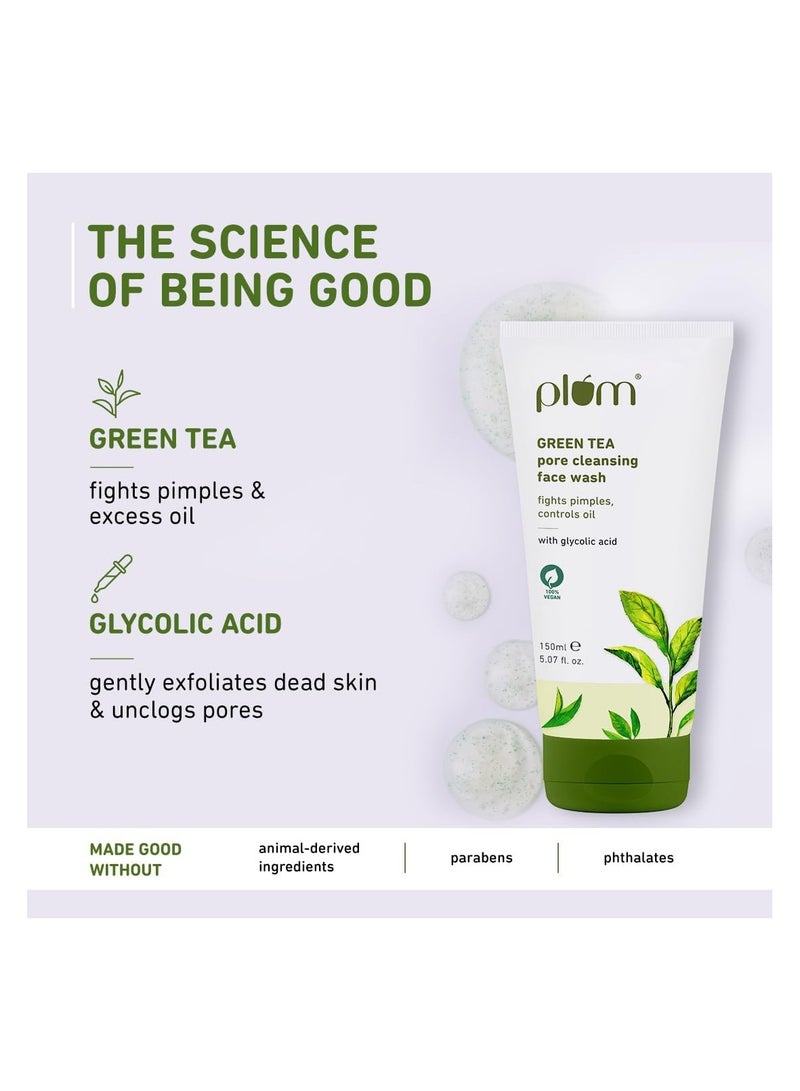 Plum Green Tea Pore Cleansing Face Wash For Oily and Acne Skin Clean Dirt Pollution For Clear Skin 100% Vegan, 150 ml - Image 3