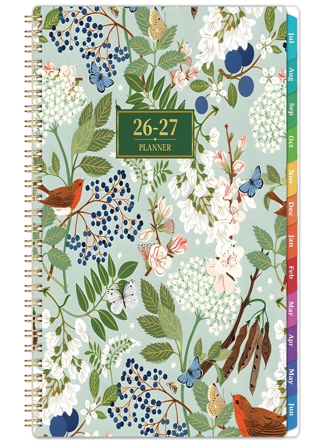 Vondafe Planner 2026-2027 - Academic Planner 26-27, July 2026 - June 2027, 9" x 11", 2026-2027 Planner Weekly and Monthly with Monthly Colorful Tabs + Storage Pocket + Spiral Bound - Floral - Image 1