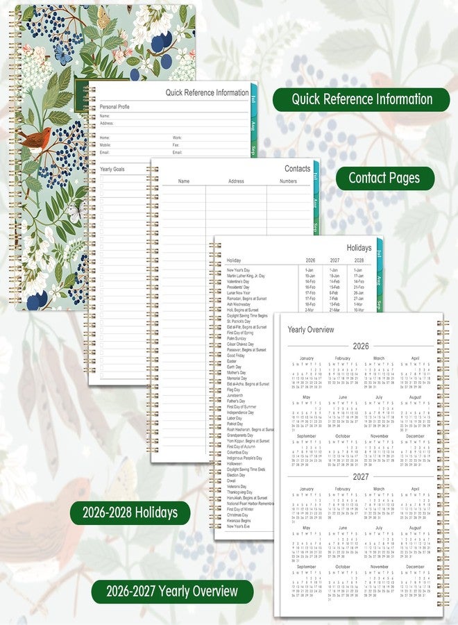 Vondafe Planner 2026-2027 - Academic Planner 26-27, July 2026 - June 2027, 9" x 11", 2026-2027 Planner Weekly and Monthly with Monthly Colorful Tabs + Storage Pocket + Spiral Bound - Floral - Image 5
