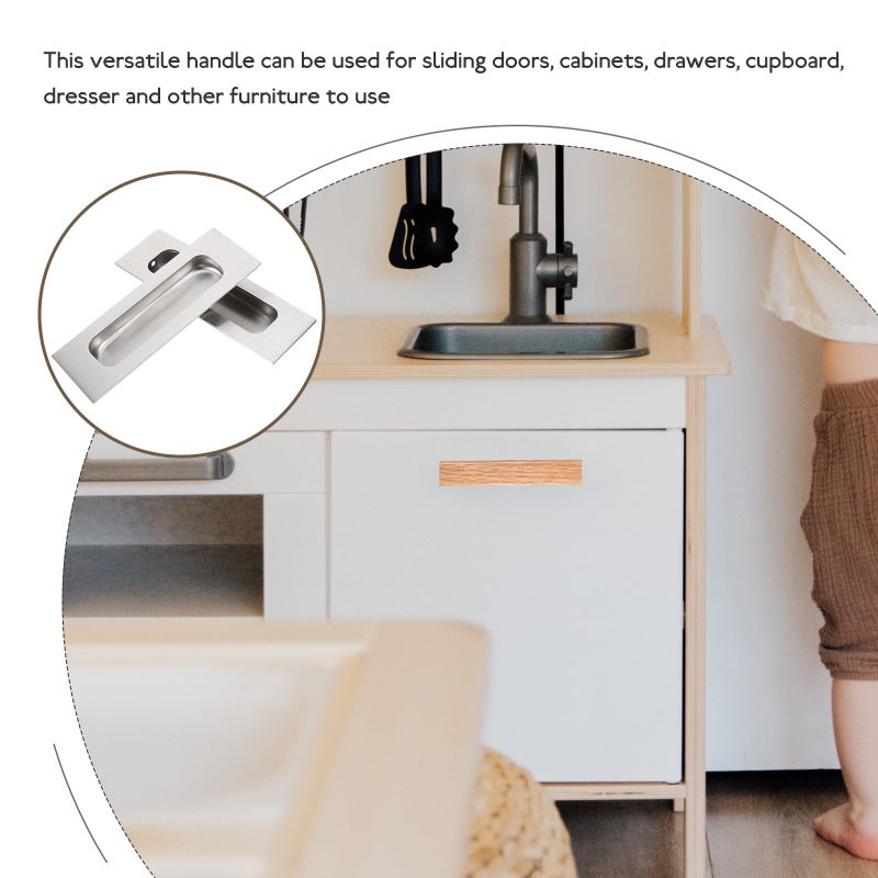 2 Pack 120x40mm Brushed Stainless Steel Recessed Cabinet Pull Handles for Drawers and Sliding Doors - Image 4