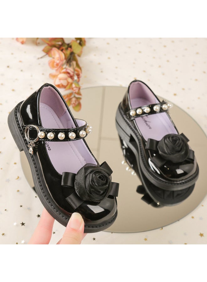 Autumn New Single Shoes For Girls Rose Leather Shoes Children's Fashion Princess Shoes Baby Shoes Student Casual Shoes - Image 1
