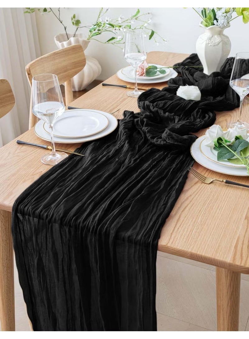 يا إلهي شفافة الجدول عداء الشطرنج مفرش المائدة ، مناسبة لحفلات الزفاف والعروس دش الطرف الديكور ، طاولة قلب 90 * 300cm ، أسود - Image 1