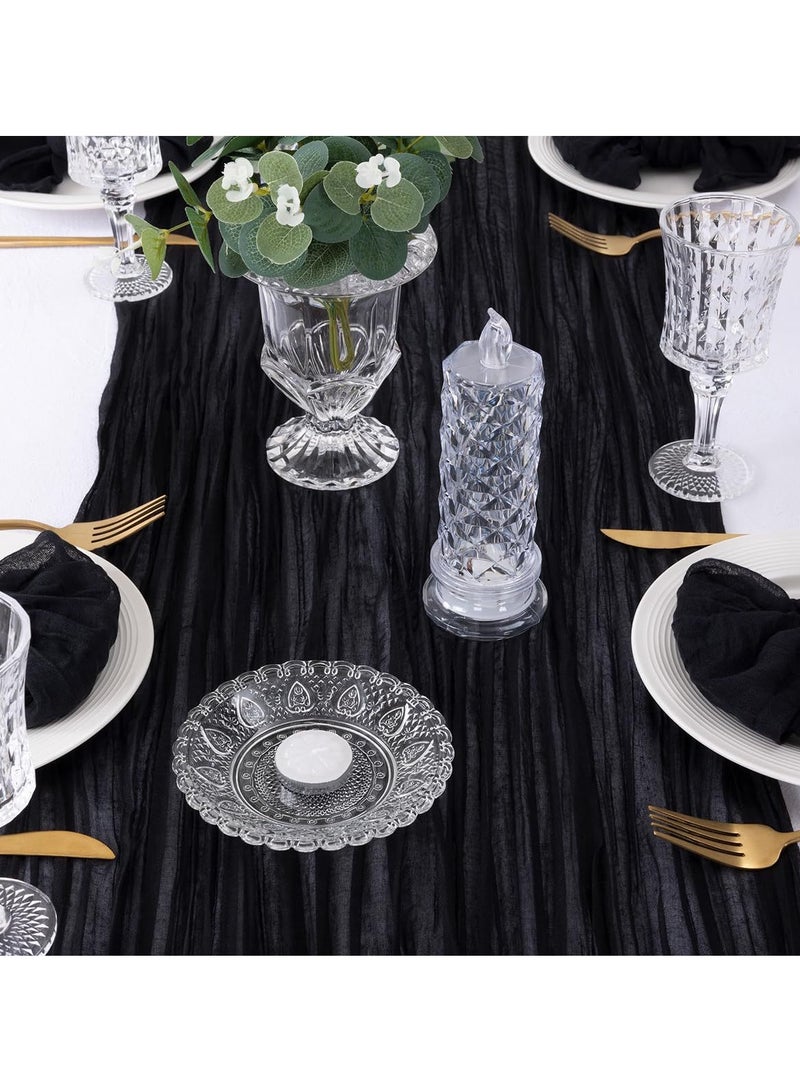 يا إلهي شفافة الجدول عداء الشطرنج مفرش المائدة ، مناسبة لحفلات الزفاف والعروس دش الطرف الديكور ، طاولة قلب 90 * 300cm ، أسود - Image 5