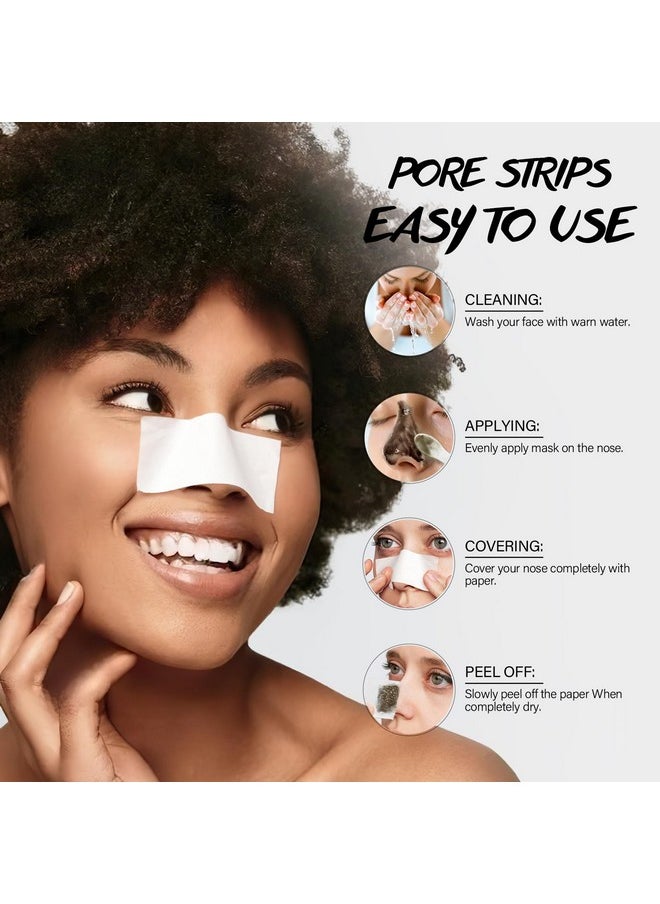 POP MODERN.C - Blackhead Pore Strip 2Pcs Aloe Vera Blackhead Remover Strip Bamboo Charcoal Nose Pore Strips Deep Cleaning Whitehead Strawberry Noses Blackhead Remover Face Mask Shrink Pores With 120Pcs Paper - Image 1