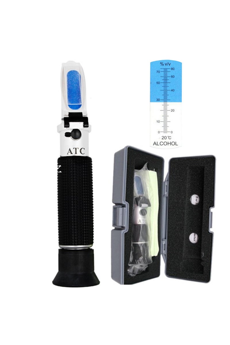 إيروريكس مقياس انكسار الكحول المحمول باليد، من 0 إلى 80%، مع علبة، لقياس نسبة الكحول في المشروبات الروحية المنزلية ومشروبات التخمير.