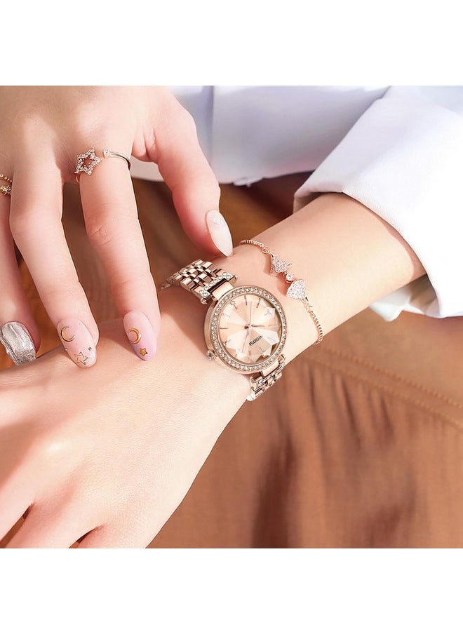 NIBOSI - NIBOSI Stainless Steel Women Watches Analog Rose Gold Square Dial Women's Watch For Girls&Miss&Ladies Diamond Studded With Stylish Watches Waterproof, Band Color-Rose Gold - Image 1