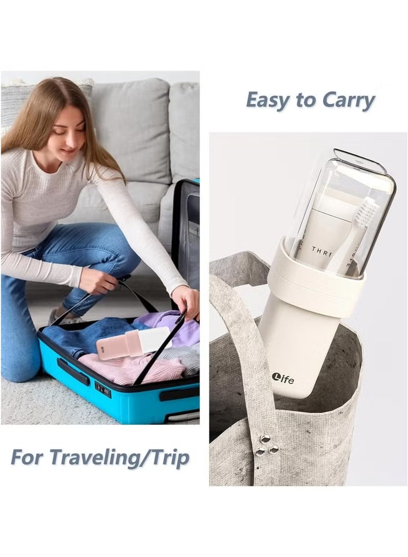 Travel Toothbrush Case, 2 in 1 Dustproof Toothbrush Cover and Rinse Cup, Large Capacity Toothbrush Cup, Portable Storage Container for Business, Camping, School, Trip(pink) - Image 3