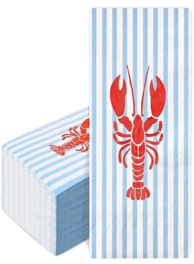 FYSUIMU 50 Pcs Summer Crawfish Guest Napkins Disposable Paper Napkin Red Blue Tropical Lobster Craw Fish Striped Dinner Hand Napkins for Kitchen Home Bathroom Party Supplies Table Decor - Image 1