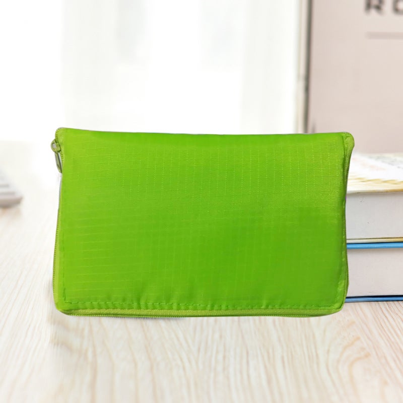 Folding Shopping Bag Portable Large Environmental Bag Oxford Cloth Thickened Handbag Waterproof Zipper Bag for Repeated Use Green 