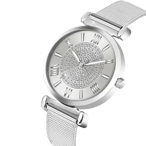 LOUIS DEVIN Mesh-Type Stainless Steel Chain Analog Wrist Watch for Women (Silver Dial) | LD-L189-SLV-CH - Image 4