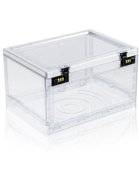 Medicine Lock Box with Combination Locker, Medication LockBox for Medical Safe Cabinet, Files Documents Organizer, Lockable Cell Phone Jail, Tablet Holder, Food, Snacks, Clear