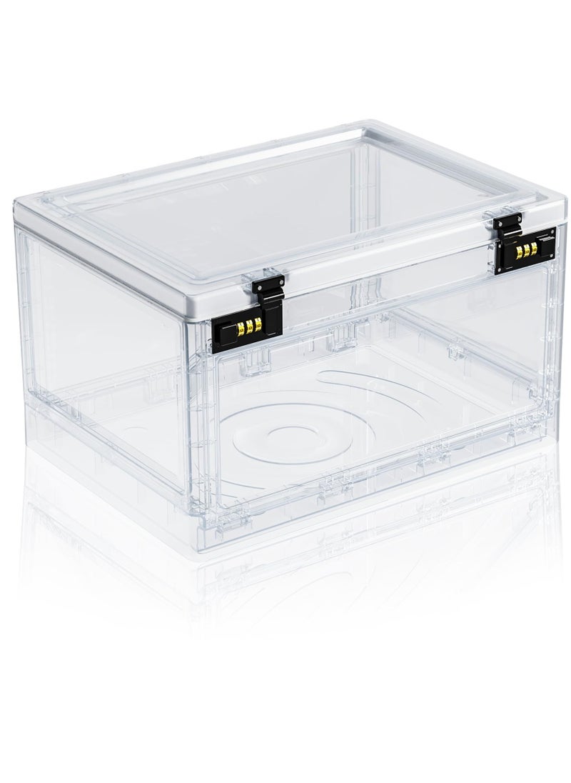 Generic - Medicine Lock Box with Combination Locker, Medication LockBox for Medical Safe Cabinet, Files Documents Organizer, Lockable Cell Phone Jail, Tablet Holder, Food, Snacks, Clear - Image 1