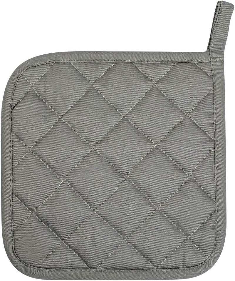 lifaith 100% Cotton Potholders Kitchen Everyday Basic Terry Pot Holder Heat Resistant Large Coaster Hot Pads Kit Trivets Set for Cooking and Baking Set of 6 Dark Grey - Image 3