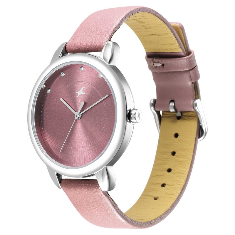 Fastrack Stunners Quartz Analog Purple Dial Leather Strap Watch for Girls - Image 3