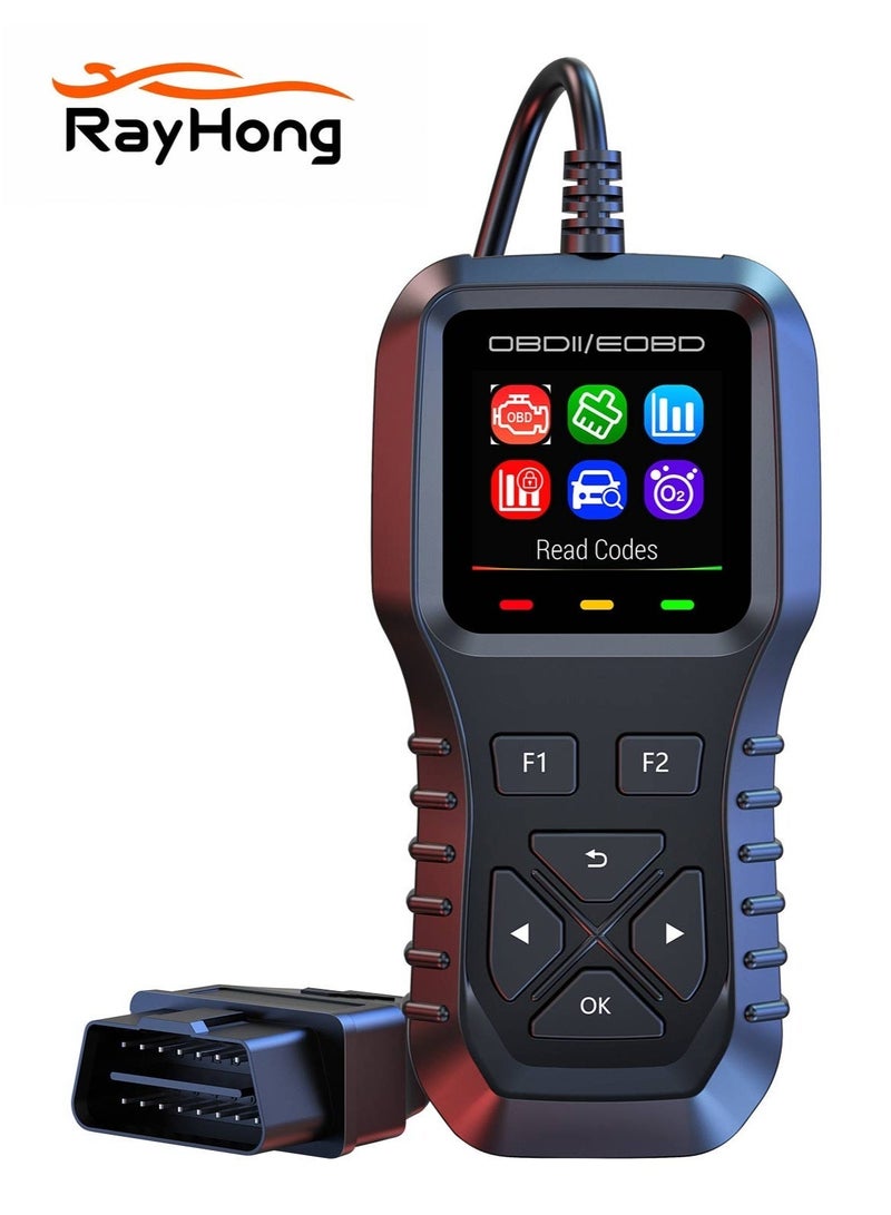 RAYHONG OBD2 Scanner Diagnostic Tool, Car Code Reader for Check Engine Light, Real-Live Data, Freeze Frame with Colour Screen, Multilingual Plug & Play for All OBDII & EOBD Vehicles - Image 1