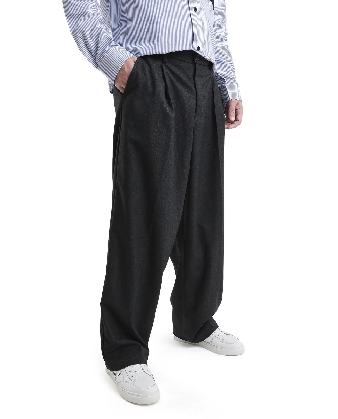 بنطلون رجالي كوري بقصة مريحة سادة