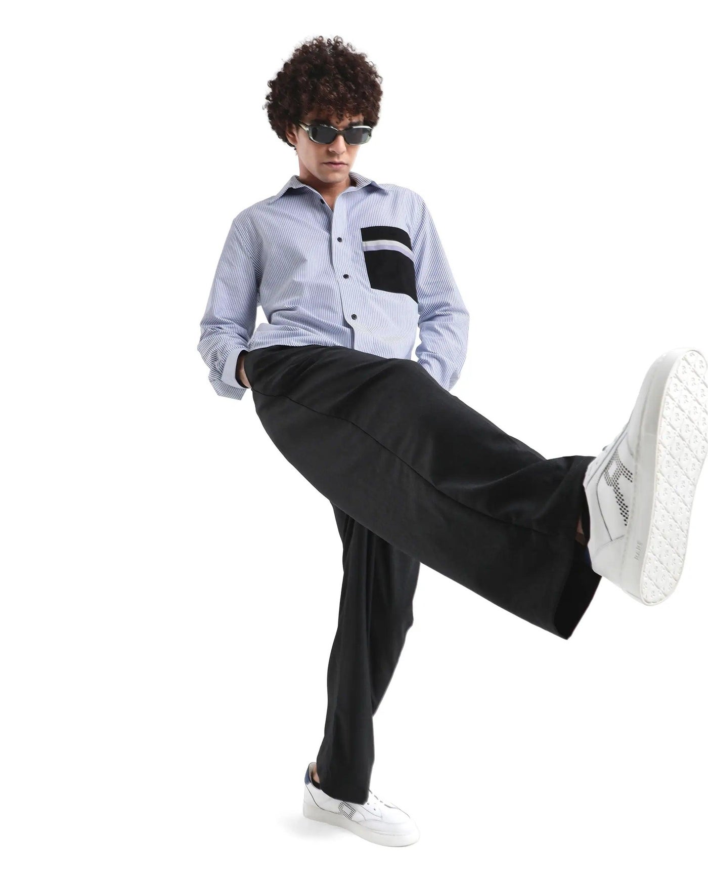 بنطلون رجالي كوري بقصة مريحة سادة