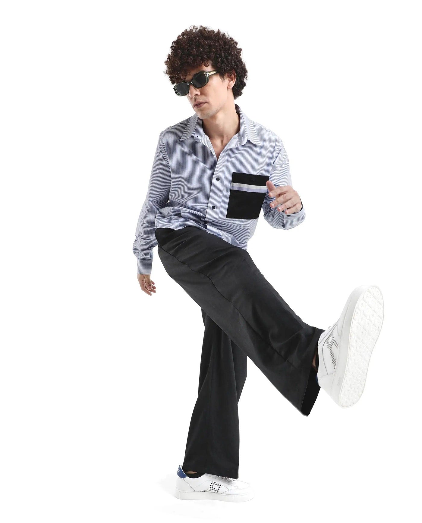 بنطلون رجالي كوري بقصة مريحة سادة