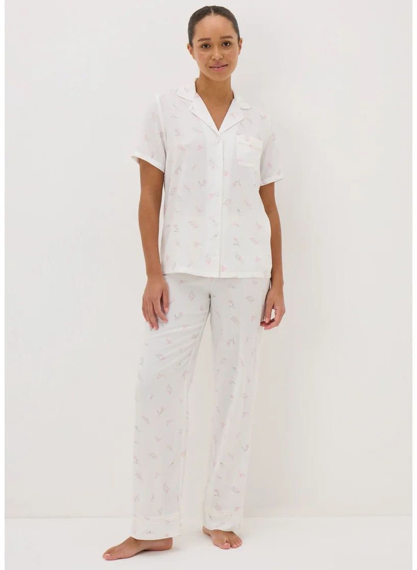 Matalan Cream Ditsy Floral Pyjama Set