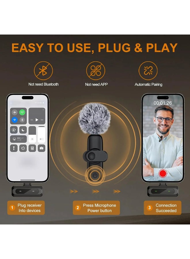 ميكروفون لافالير لاسلكي مزدوج ZFSZ J3 لأجهزة iPhone وiPad - ميكروفون صغير الحجم بتصميم شاشة عاكسة مع خاصية تقليل الضوضاء، ميكروفون يعمل بمجرد التوصيل (Plug & Play) مناسب لـ YouTube وTikTok والبث المباشر (منفذ Lightning) - Image 4